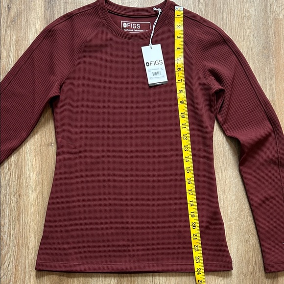 Figs Maroon Long Sleeve Waffle Top XS - Picture 4 of 7